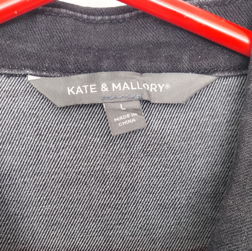 Kate &  Mallory Women's Black Denim Rhinstone Jacket Size Large NWOT - Picture 3 of 14
